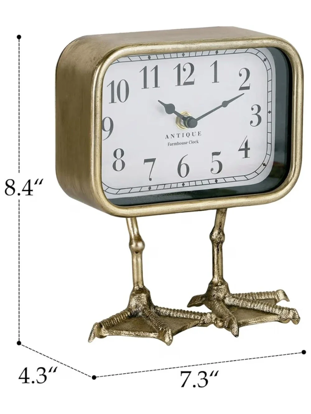 Nikky Home NWT Retro Iron Duck Palmate Footed Desktop Clock In Gold 8.39